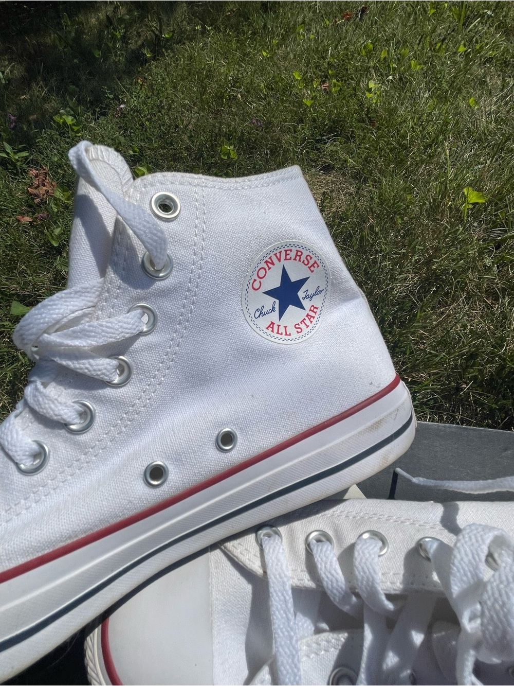 Converse All Star High Top White Unisex M-8 W-10 Optical Sneaker M7650 - Picture 6 of 9